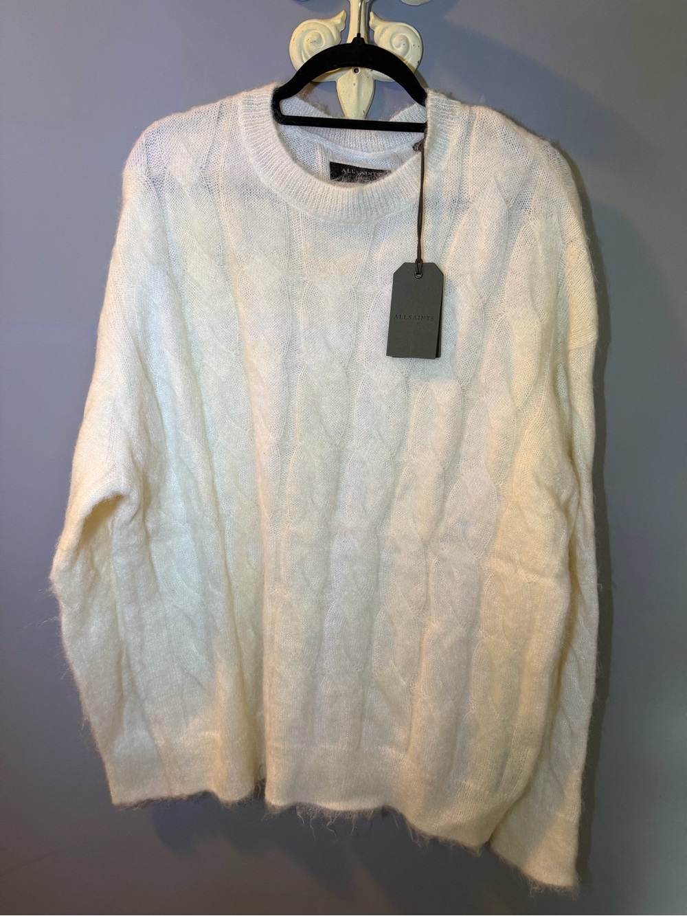 AllSaints Women’s  Cream Cable Crewneck Sweater